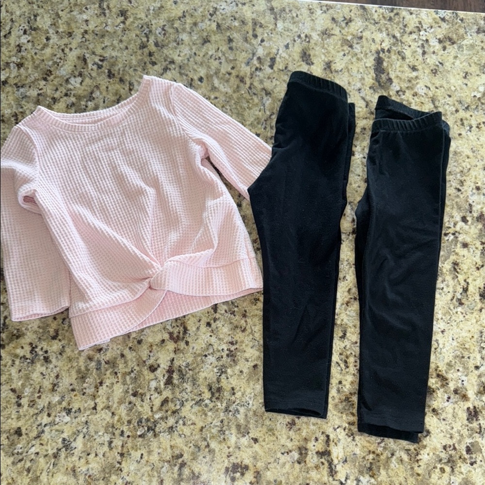 Cat & Jack Pink and Black Matching Leggings Set
